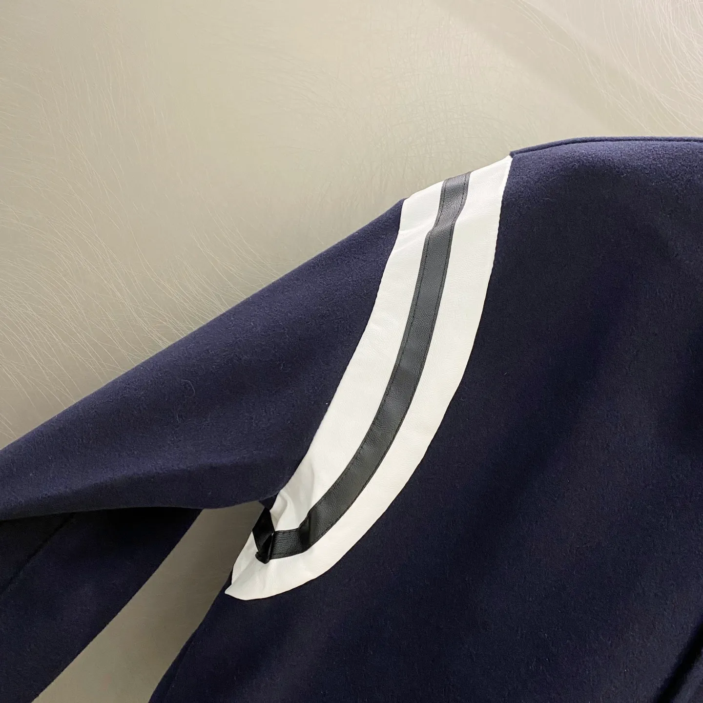 P300 Ralph Lauren Pony Embroidered American Retro Wool Spliced ​​Leather Baseball Jacket with Big Logo on the Back Color: Navy Size: m-XL